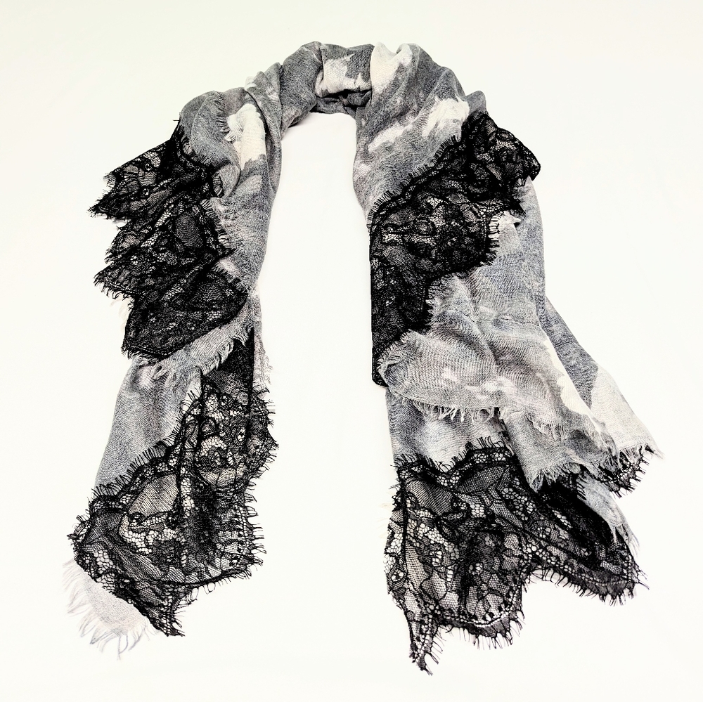 Scarf elegant with lace 49" W x 50" L